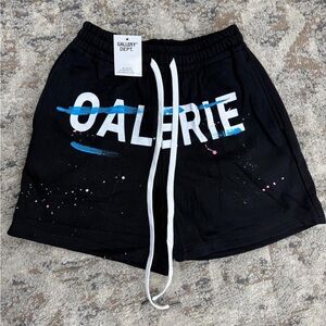 Gallery Dept Black Shorts with Yellow Accents